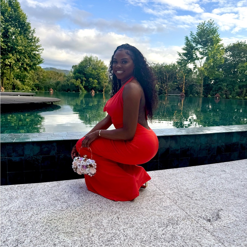 Red Halter Bodycon Maxi Dress for Weddings